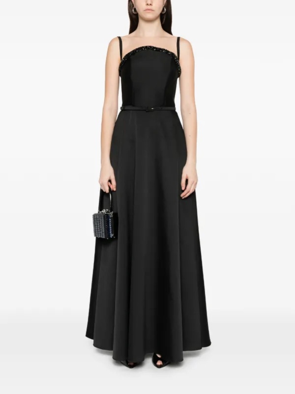 NWOT Roland Mouret Black Crystal-Embellishment Maxi Dress, Size US 6